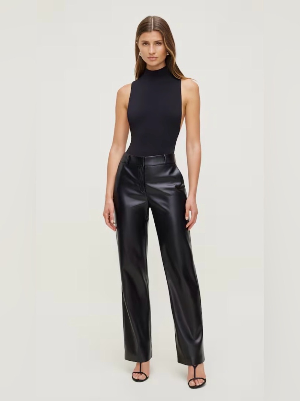 Dynamite Black Faux-Leather Wide Leg Pants